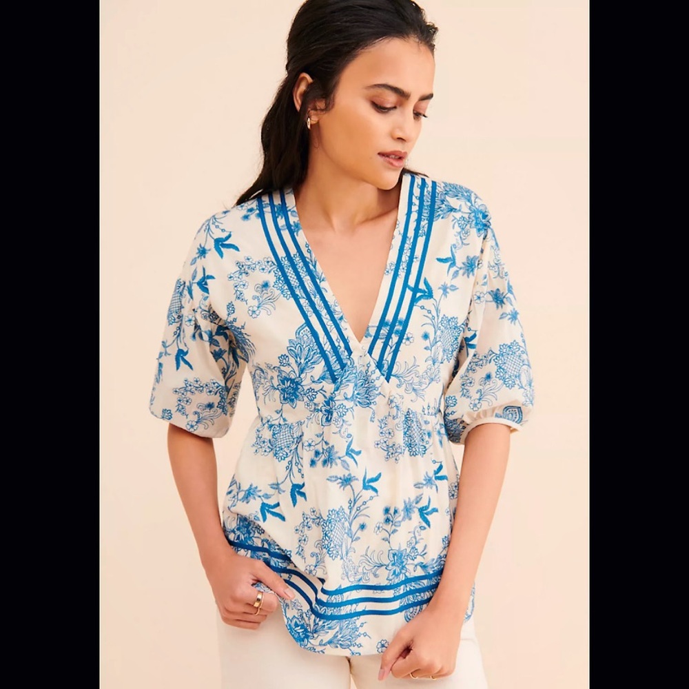 Sui by Ana Sui Chinoiserie Babydoll Blouse